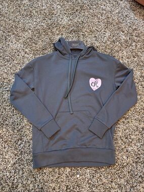 Target  Women's Charcoal Gray Olivia Rodrigo Hoodie with Pink Heart Accent